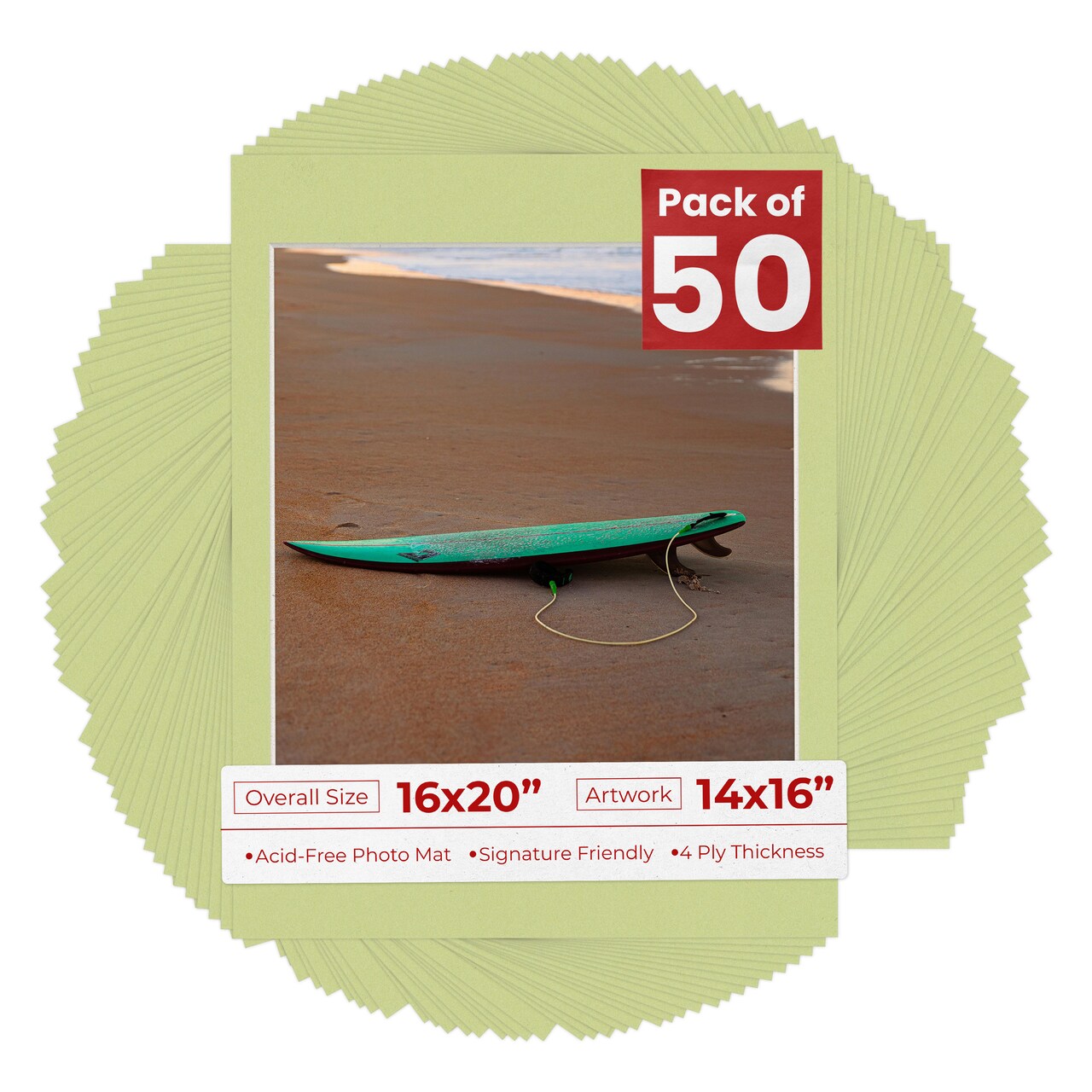 Pistachio Green Mat Board for 16x20 Frames - Fits 14x16 Photos